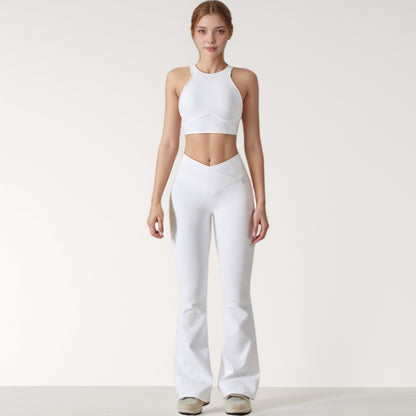 Anna-Kaci Active Women's High Neck Racerback Sports Crop Top with Seamless Compression Fit