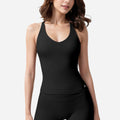 Anna-Kaci Women's Strappy Back Fitted Tank Top with Scoop Neck