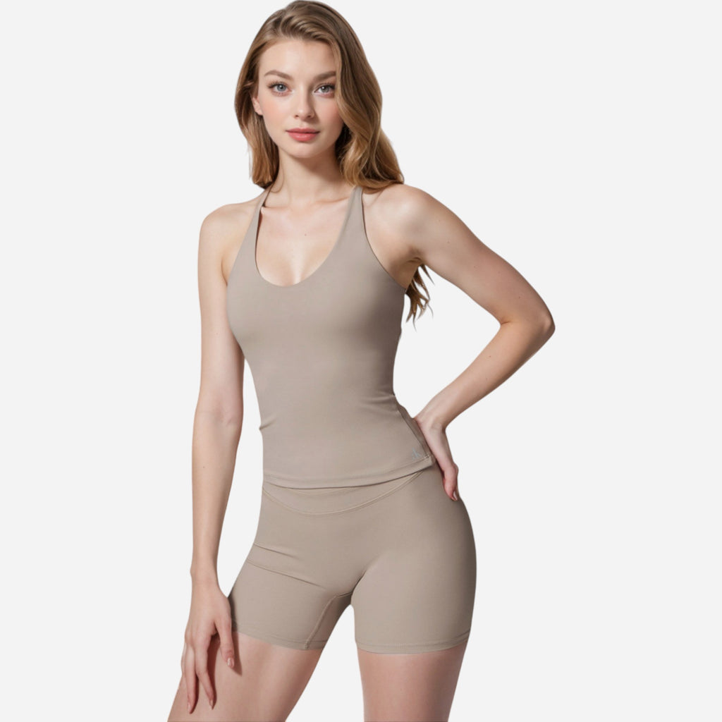 Anna-Kaci Women's Strappy Back Fitted Tank Top with Scoop Neck