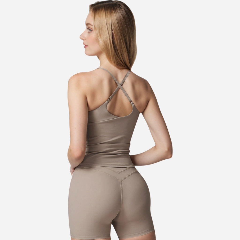 Anna-Kaci Women's Strappy Back Fitted Tank Top with Scoop Neck