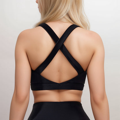 Anna-Kaci Women's High Support Scoop Neck Sports Bra