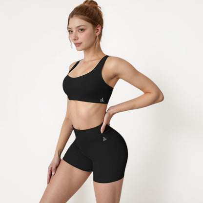 Anna-Kaci Active Women's Scoop Neck Sports Crop Top with Wide Shoulder Straps and Seamless Fit