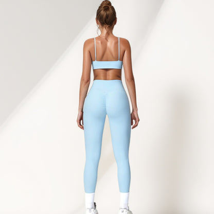 Anna-Kaci Active Women's Scoop Neck Sports Crop Top with Wide Shoulder Straps and Seamless Fit