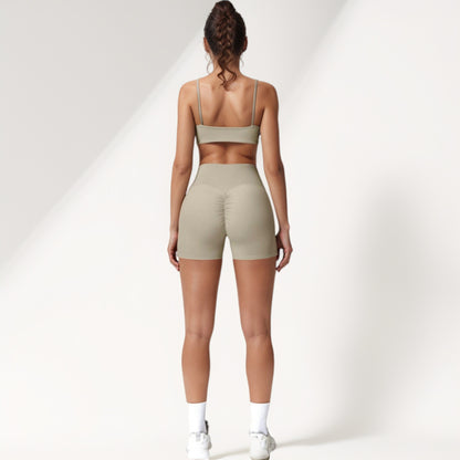 Anna-Kaci Active Women's Scoop Neck Sports Crop Top with Wide Shoulder Straps and Seamless Fit