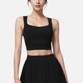 Anna-Kaci Women's Square Neck Cropped Tank Top with Wide Straps
