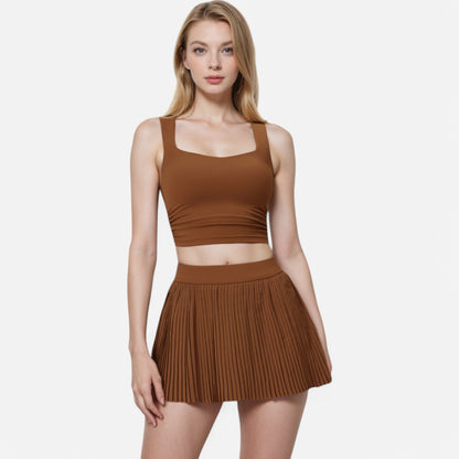 Anna-Kaci Women's Square Neck Cropped Tank Top with Wide Straps