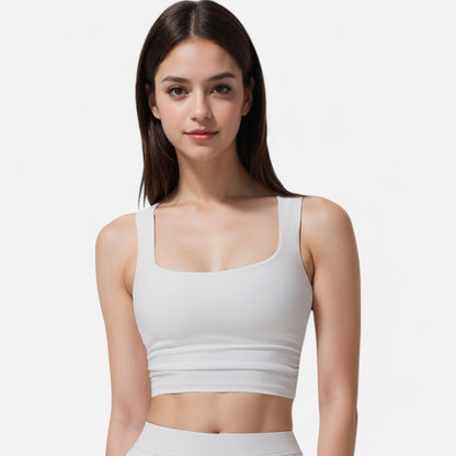 Anna-Kaci Women's Square Neck Cropped Tank Top with Wide Straps