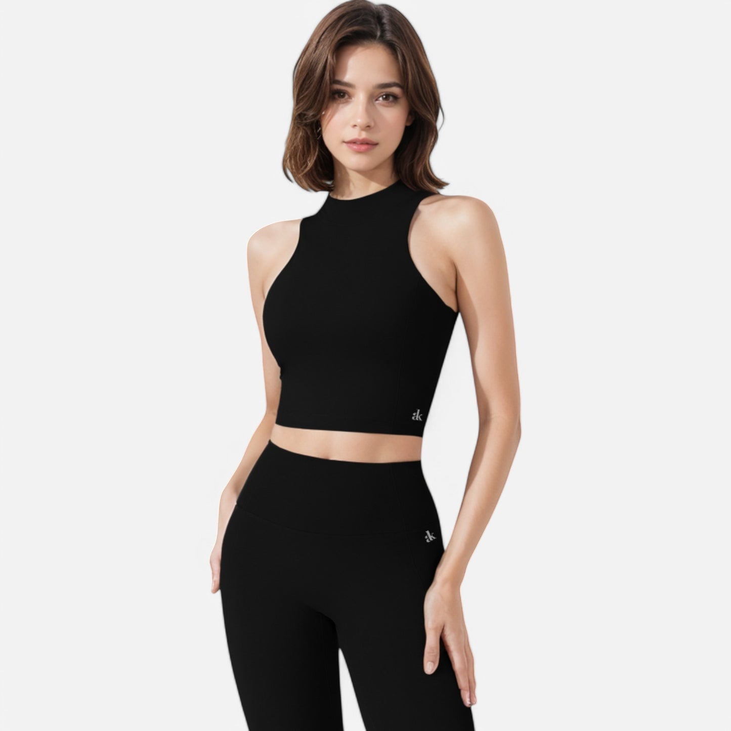 Anna-Kaci Women's High Neck Cropped Tank Top with Racerback Design