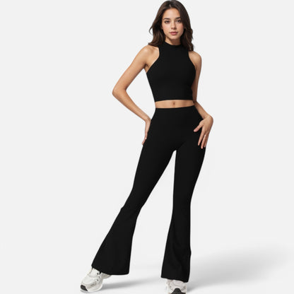 Anna-Kaci Women's High Neck Cropped Tank Top with Racerback Design