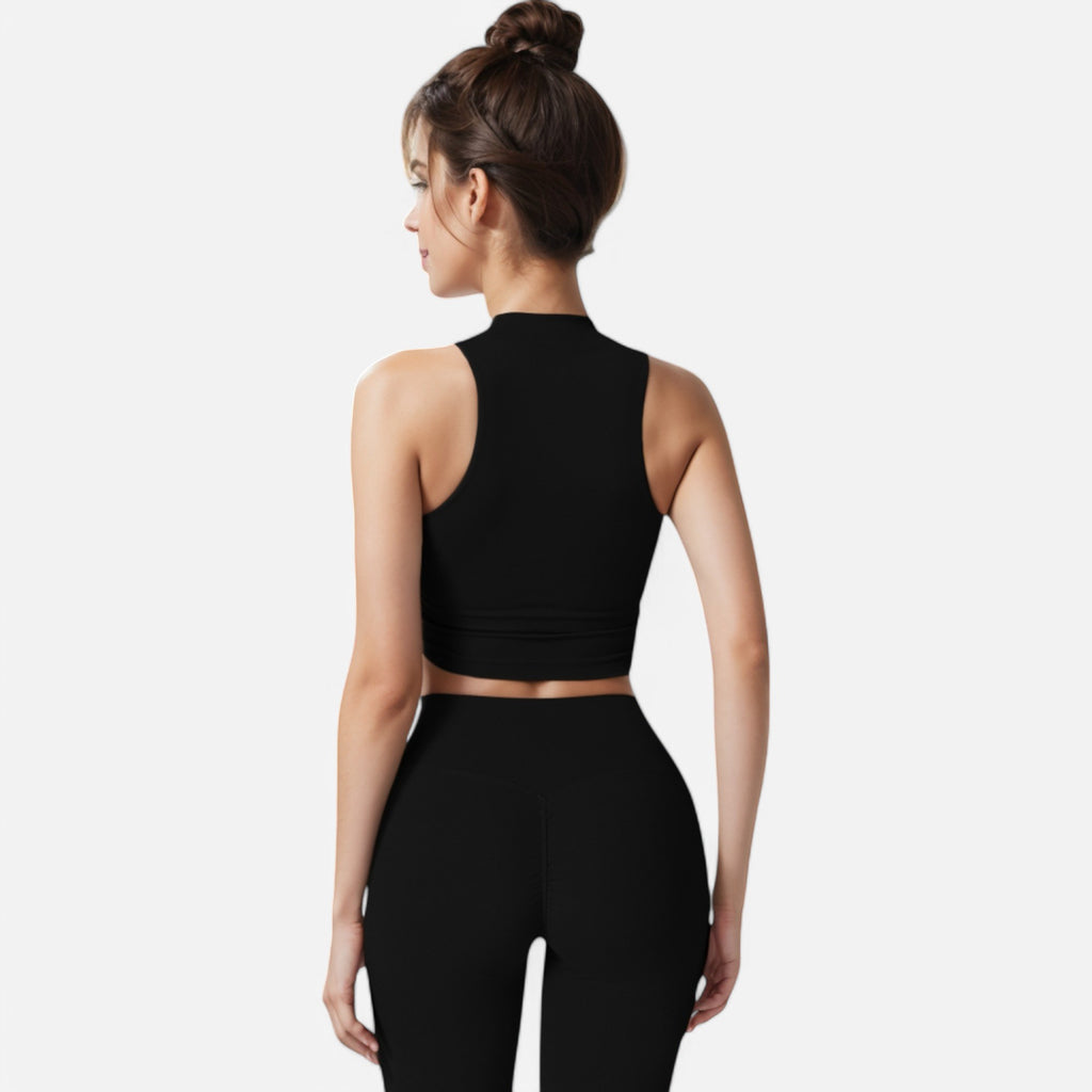 Anna-Kaci Women's High Neck Cropped Tank Top with Racerback Design