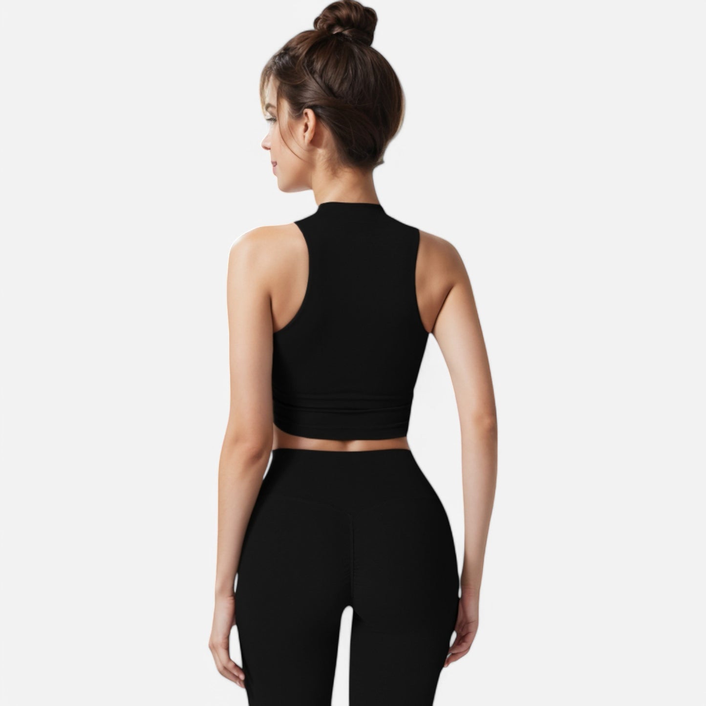 Anna-Kaci Women's High Neck Cropped Tank Top with Racerback Design