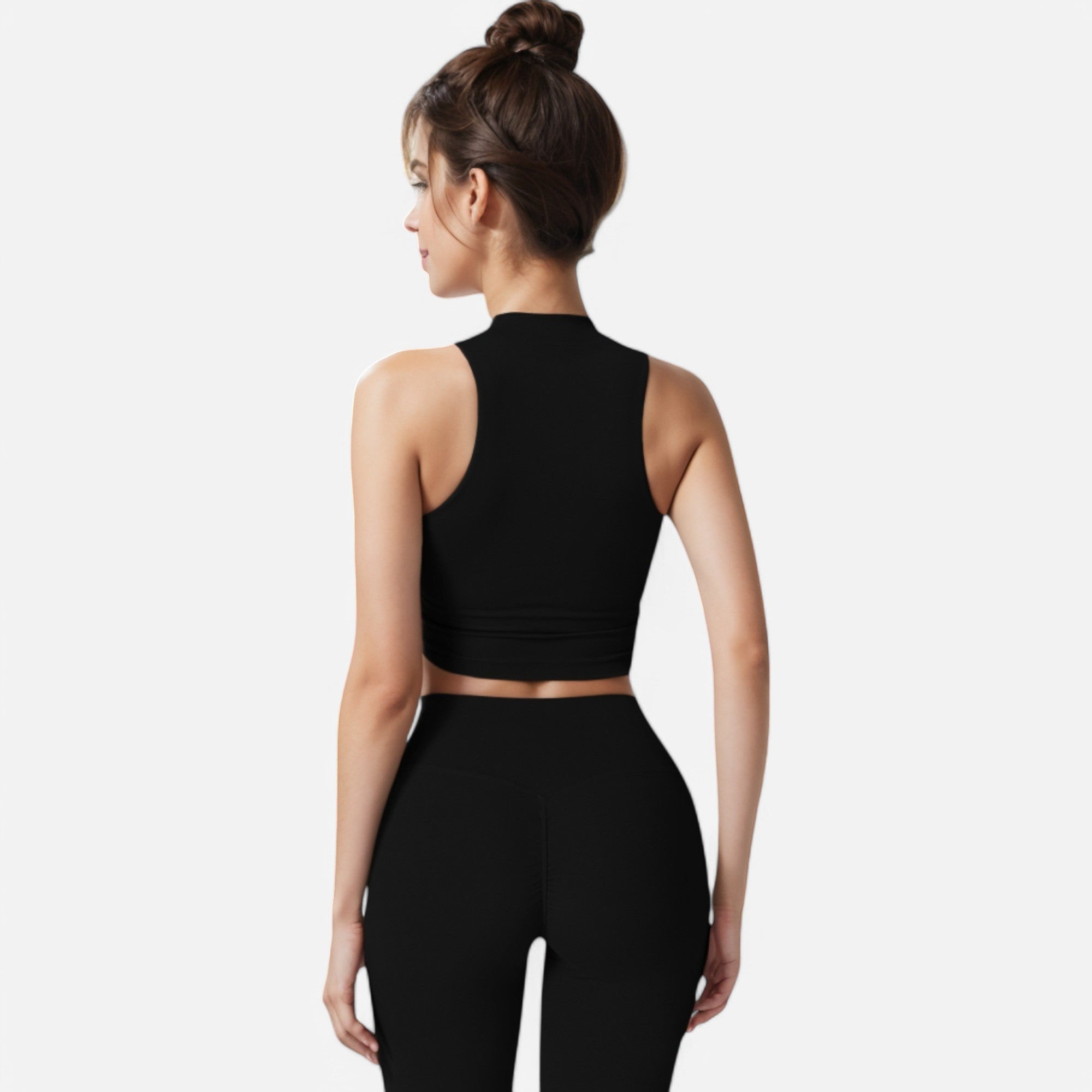 Anna-Kaci Women's High Neck Cropped Tank Top with Racerback Design