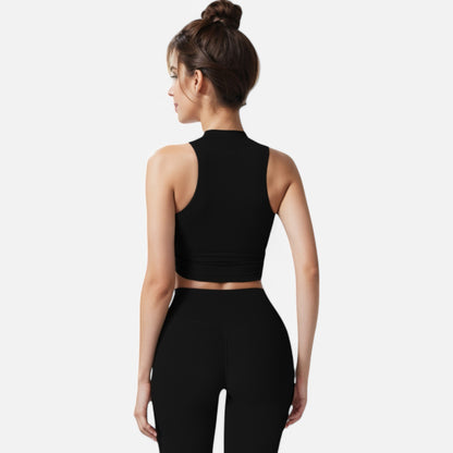 Anna-Kaci Women's High Neck Cropped Tank Top with Racerback Design