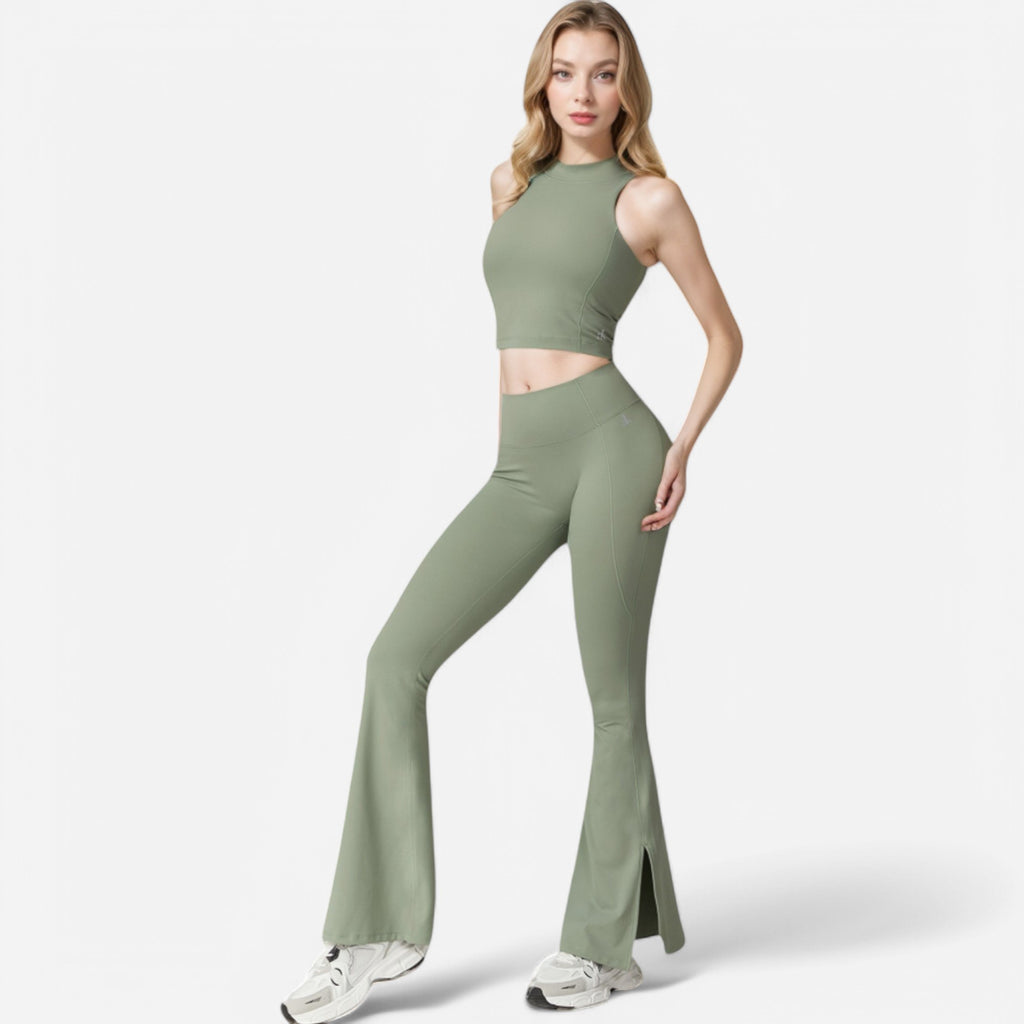 Anna-Kaci Women's High Neck Cropped Tank Top with Racerback Design