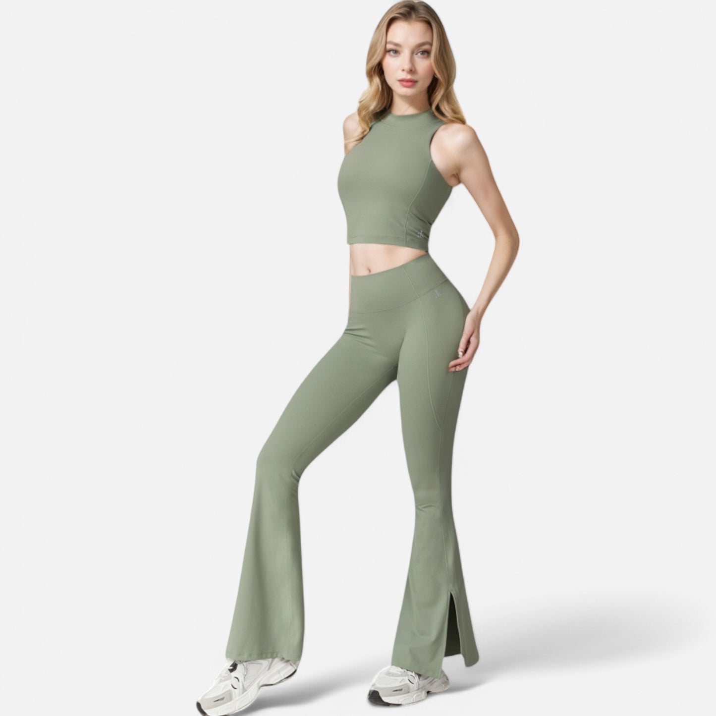 Anna-Kaci Women's High Neck Cropped Tank Top with Racerback Design