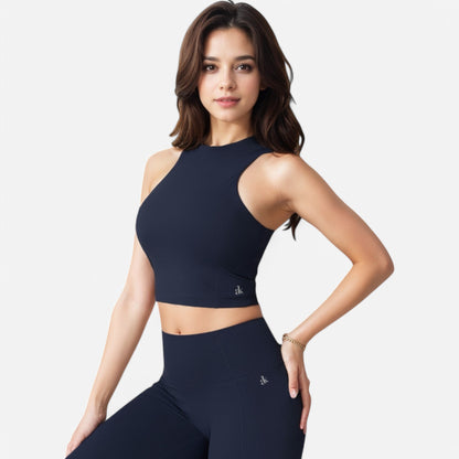 Anna-Kaci Women's High Neck Cropped Tank Top with Racerback Design