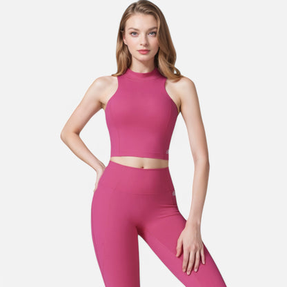 Anna-Kaci Women's High Neck Cropped Tank Top with Racerback Design