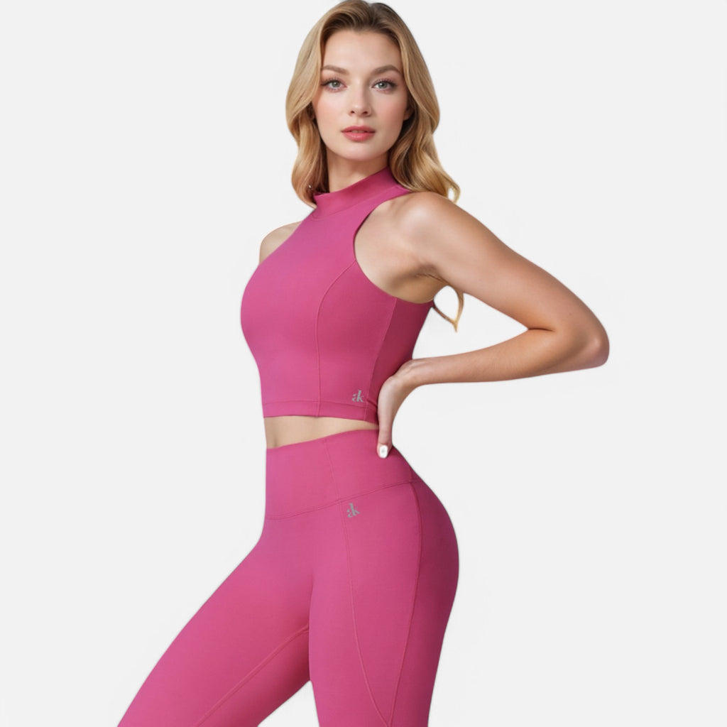 Anna-Kaci Women's High Neck Cropped Tank Top with Racerback Design