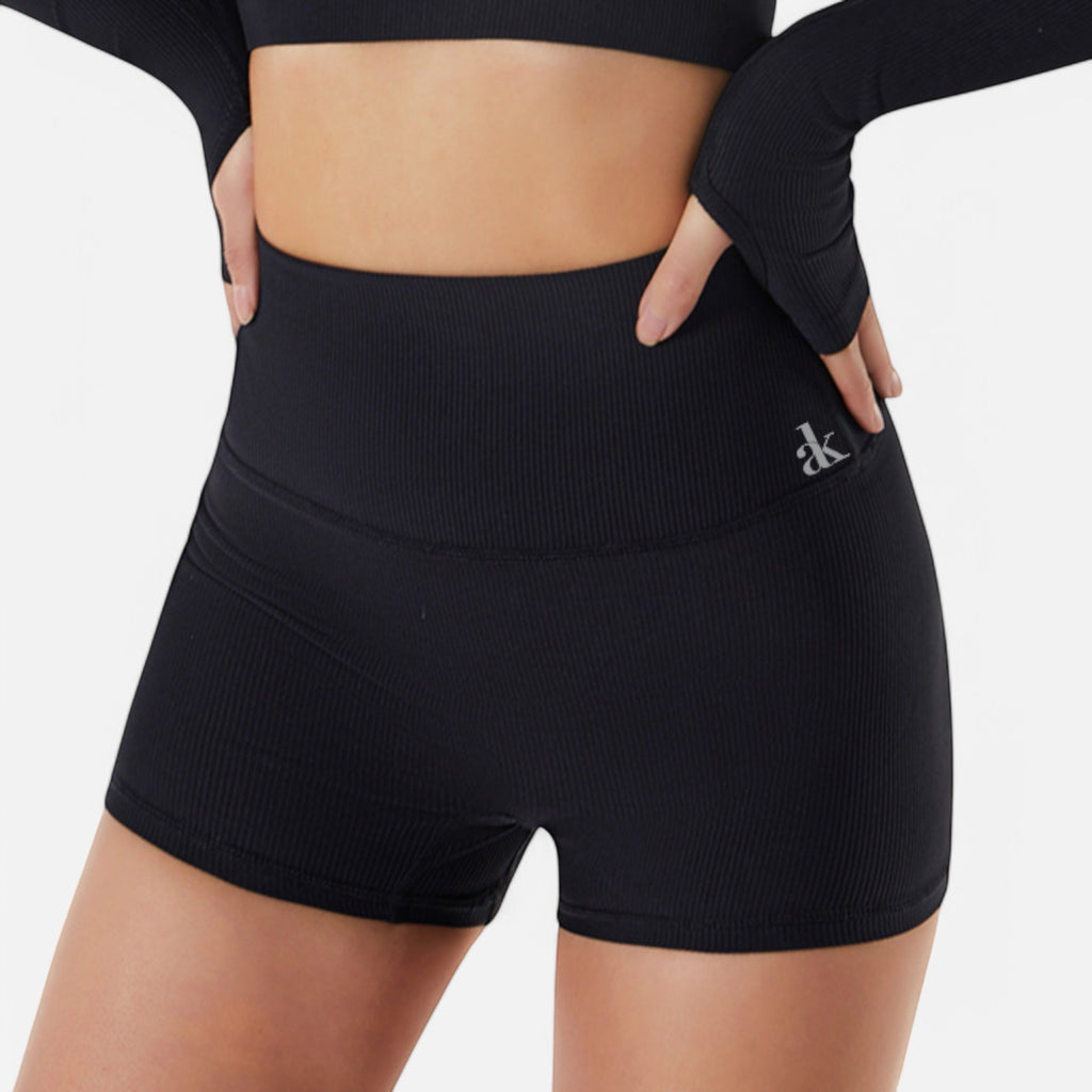 Anna-Kaci Women's High Waist Ribbed Seamless Shorts with Stretch Fabric