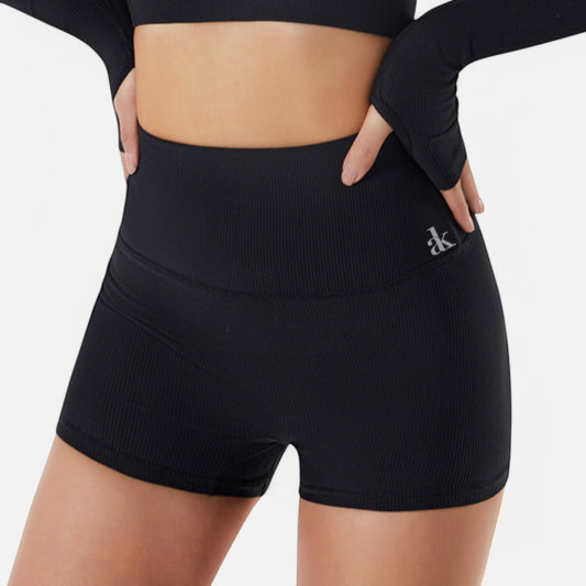 Anna-Kaci Women's High Waist Ribbed Seamless Shorts with Stretch Fabric