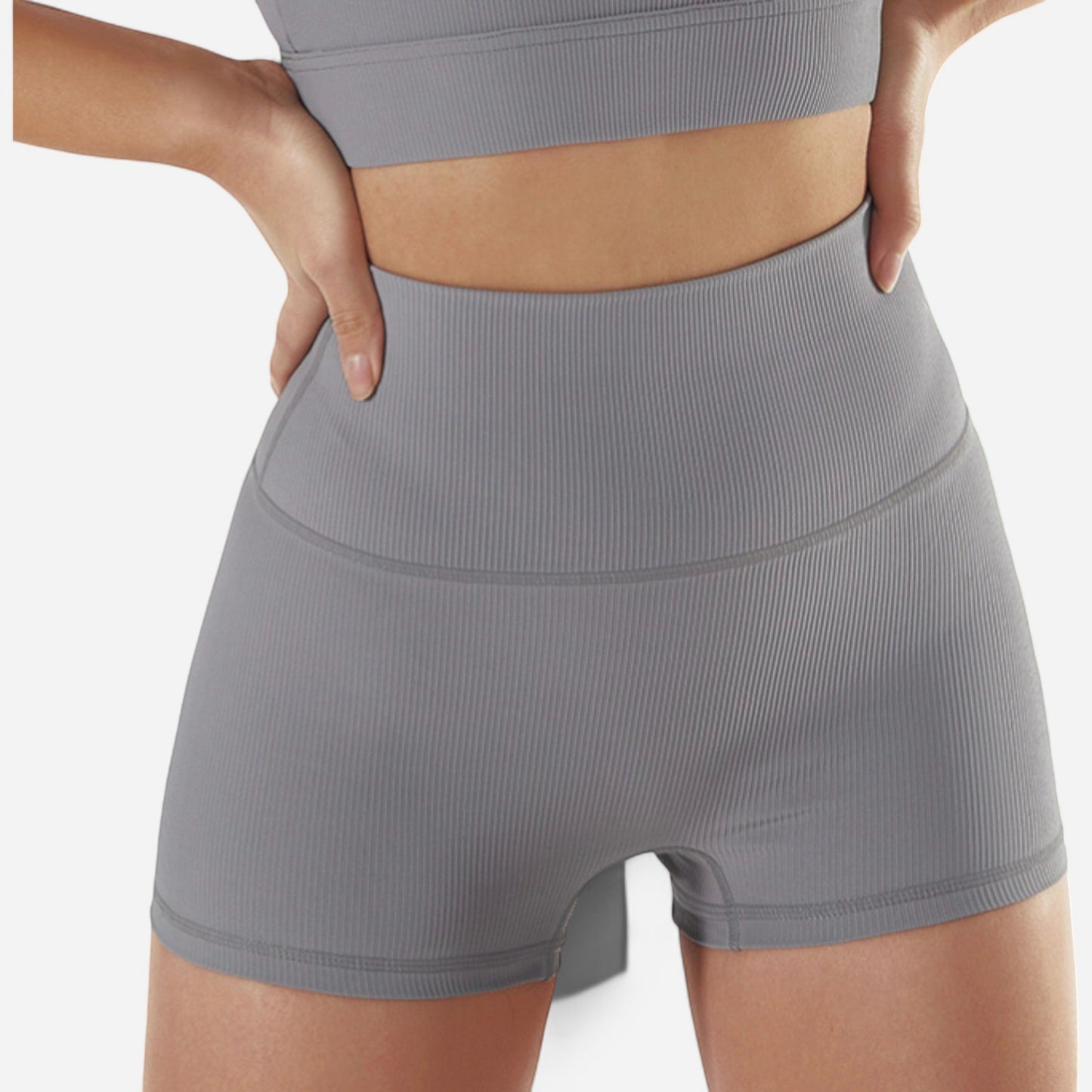 Anna-Kaci Women's High Waist Ribbed Seamless Shorts with Stretch Fabric