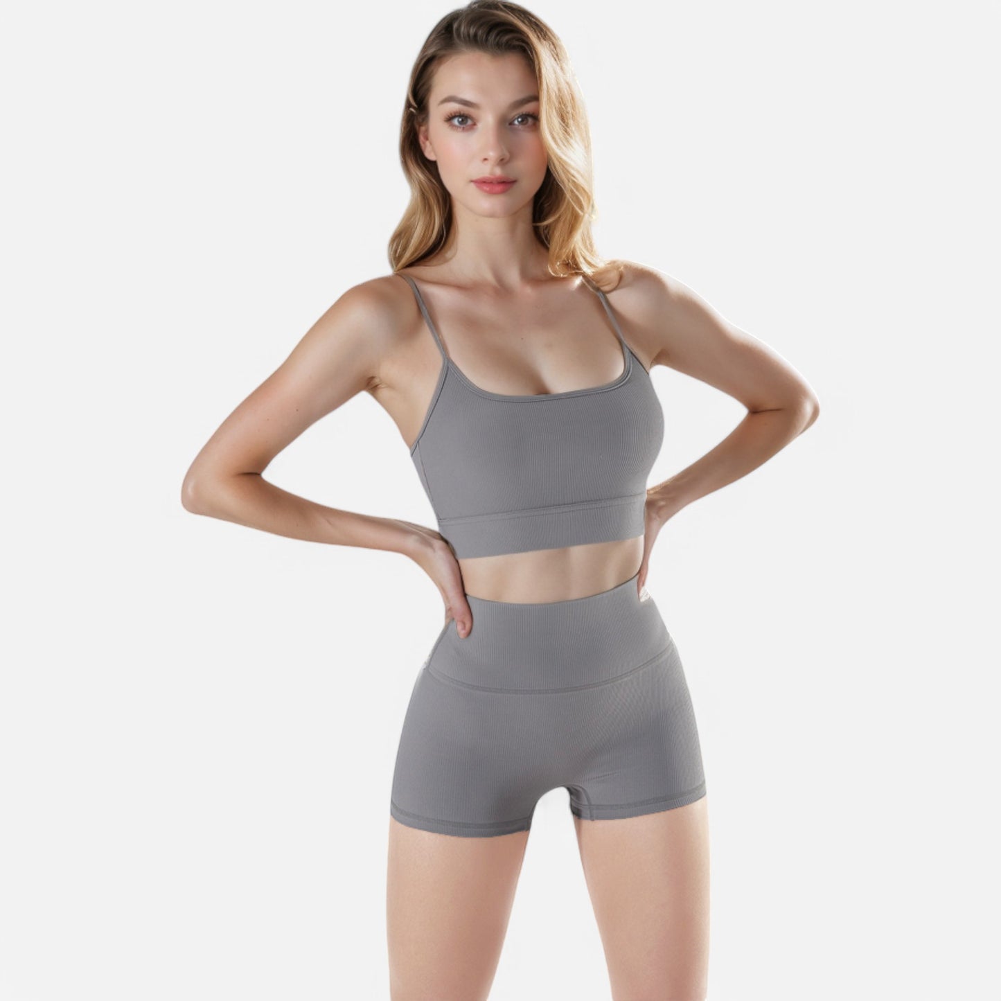 Anna-Kaci Women's High Waist Ribbed Seamless Shorts with Stretch Fabric