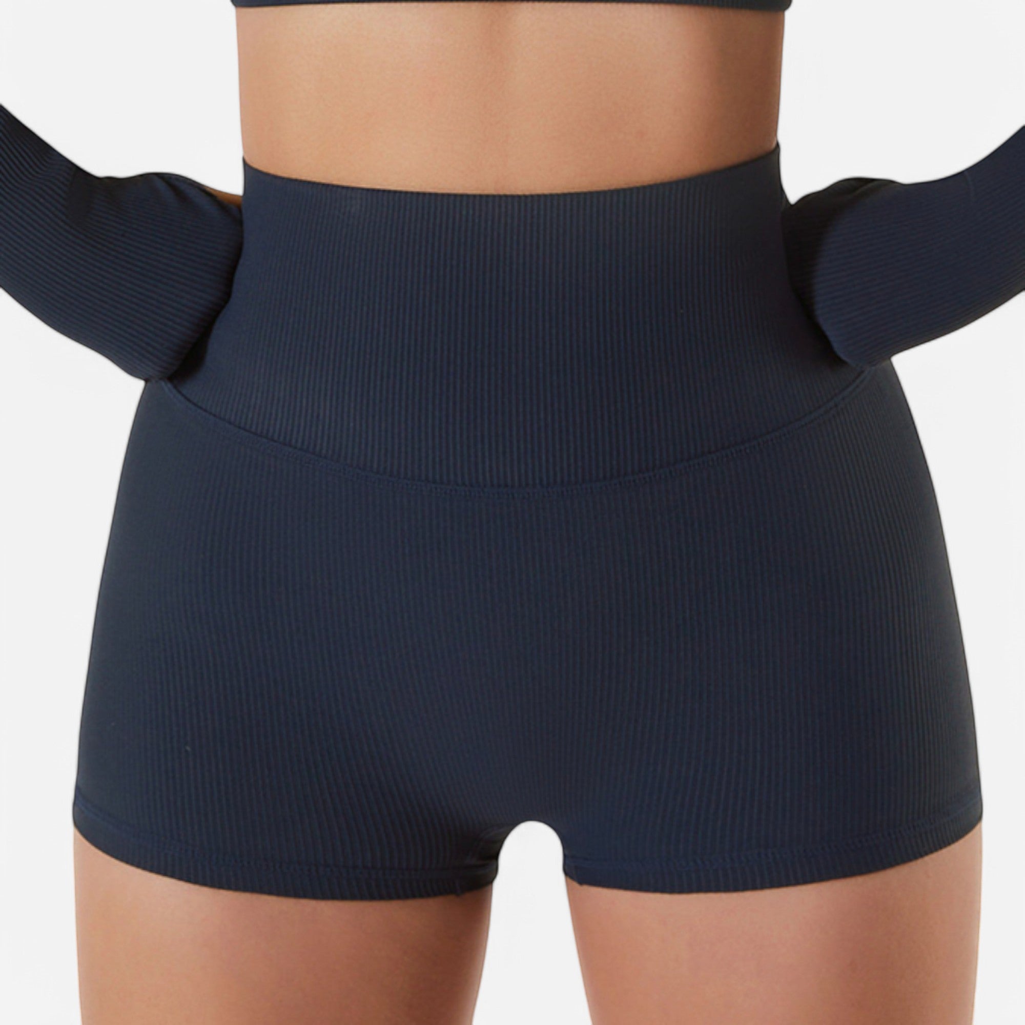 Anna-Kaci Women's High Waist Ribbed Seamless Shorts with Stretch Fabric