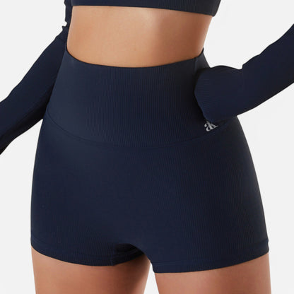 Anna-Kaci Women's High Waist Ribbed Seamless Shorts with Stretch Fabric