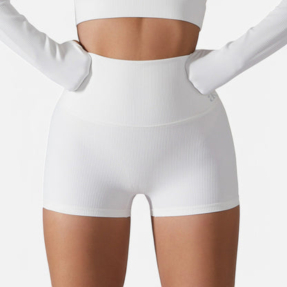 Anna-Kaci Women's High Waist Ribbed Seamless Shorts with Stretch Fabric