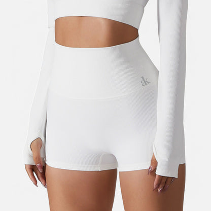 Anna-Kaci Women's High Waist Ribbed Seamless Shorts with Stretch Fabric