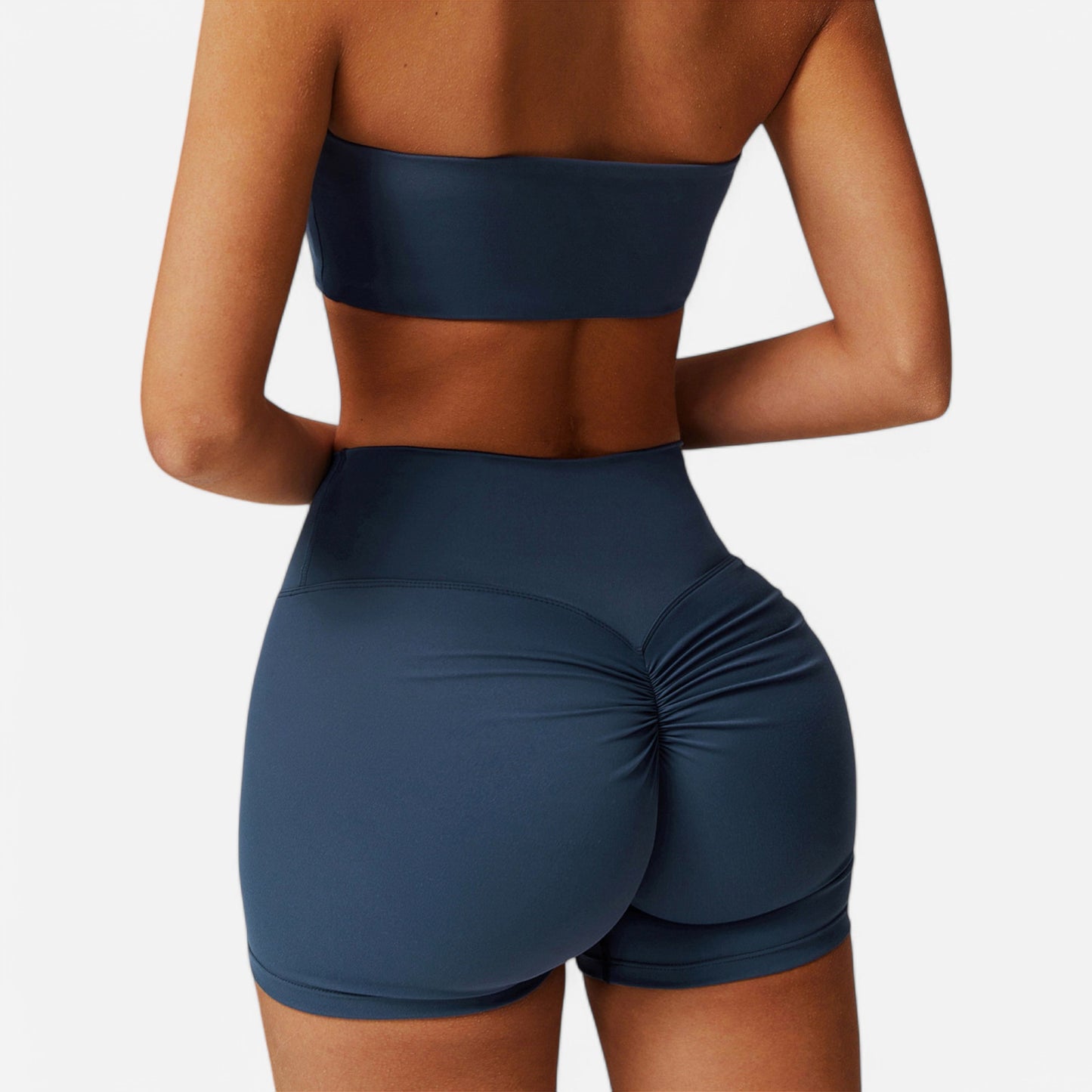 Anna-Kaci Women's High Waist Ruched Seamless Shorts with Stretch Fabric