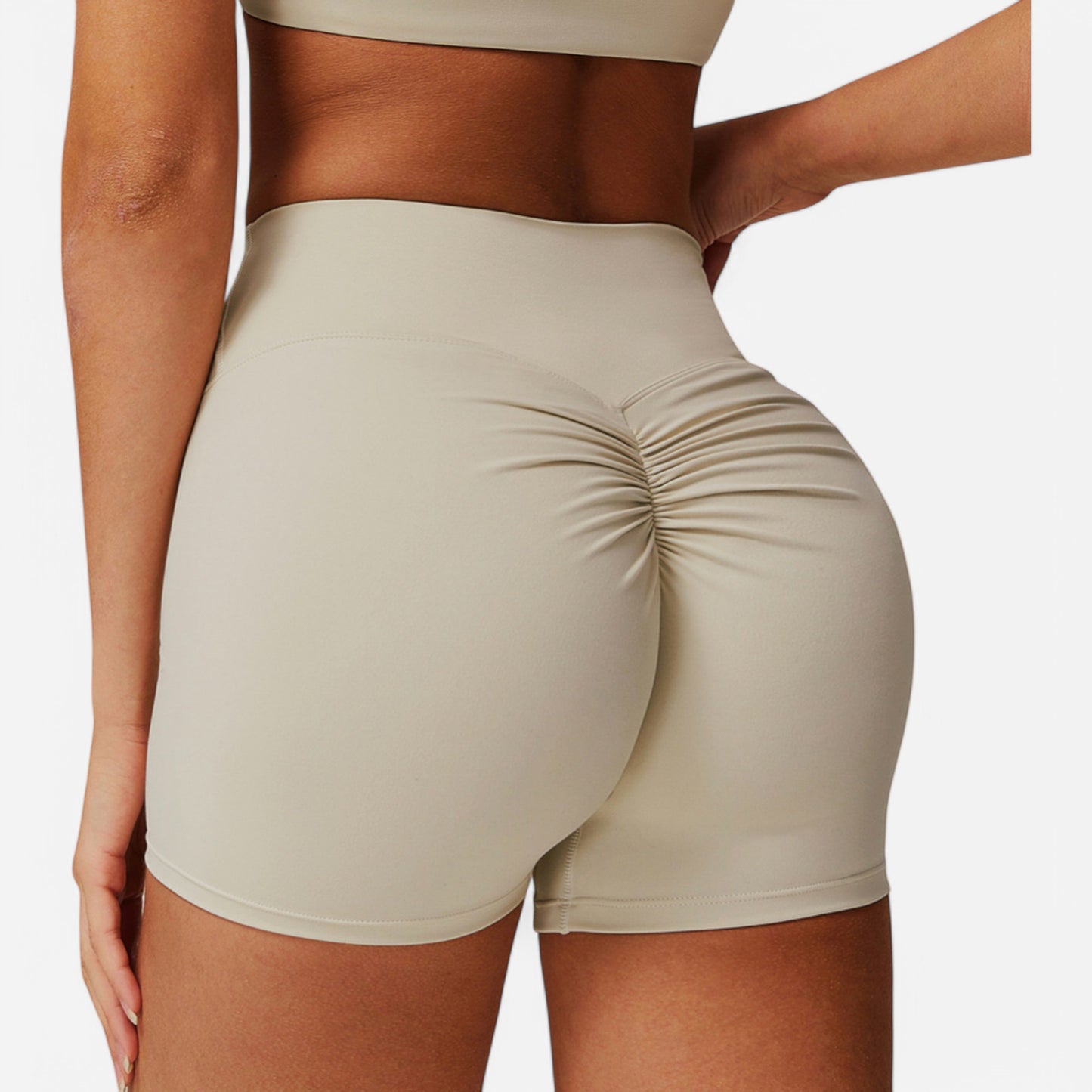 Anna-Kaci Women's High Waist Ruched Seamless Shorts with Stretch Fabric