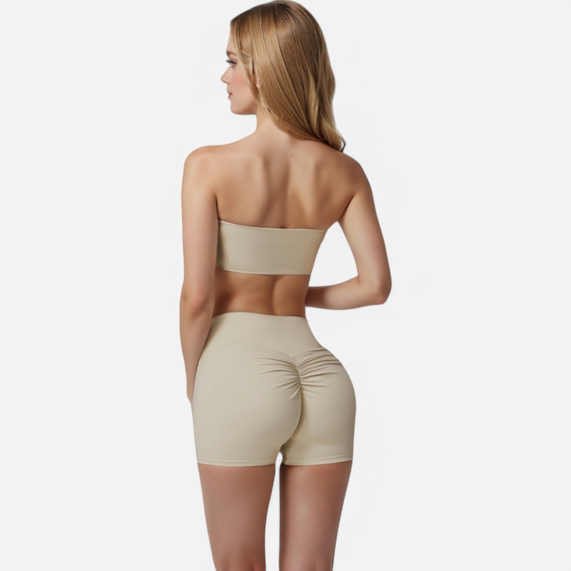 Anna-Kaci Women's High Waist Ruched Seamless Shorts with Stretch Fabric