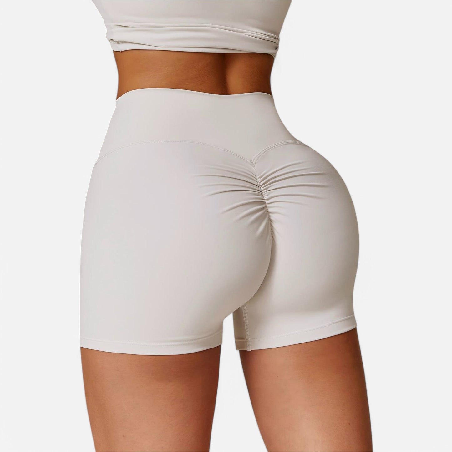 Anna-Kaci Women's High Waist Ruched Seamless Shorts with Stretch Fabric