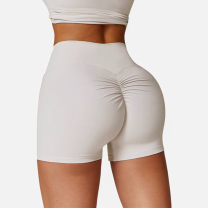 Anna-Kaci Women's High Waist Ruched Seamless Shorts with Stretch Fabric