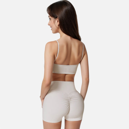 Anna-Kaci Women's High Waist Ruched Seamless Shorts with Stretch Fabric