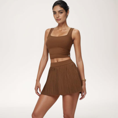 Anna-Kaci Active Women's High Waist Pleated Skirt with Built-In Shorts and Stretch Waistband