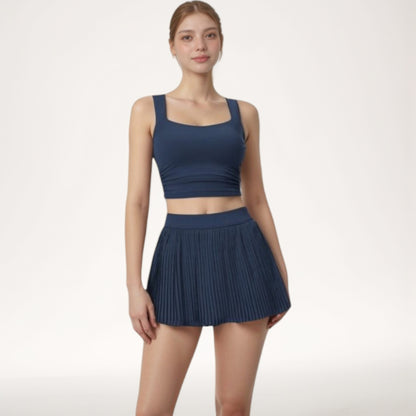 Anna-Kaci Active Women's High Waist Pleated Skirt with Built-In Shorts and Stretch Waistband