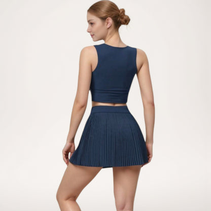Anna-Kaci Active Women's High Waist Pleated Skirt with Built-In Shorts and Stretch Waistband