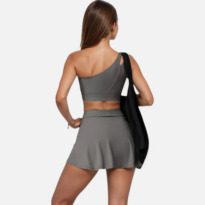 Anna-Kaci Women's High Waist Athletic Skort with Side Slit and Inner Shorts