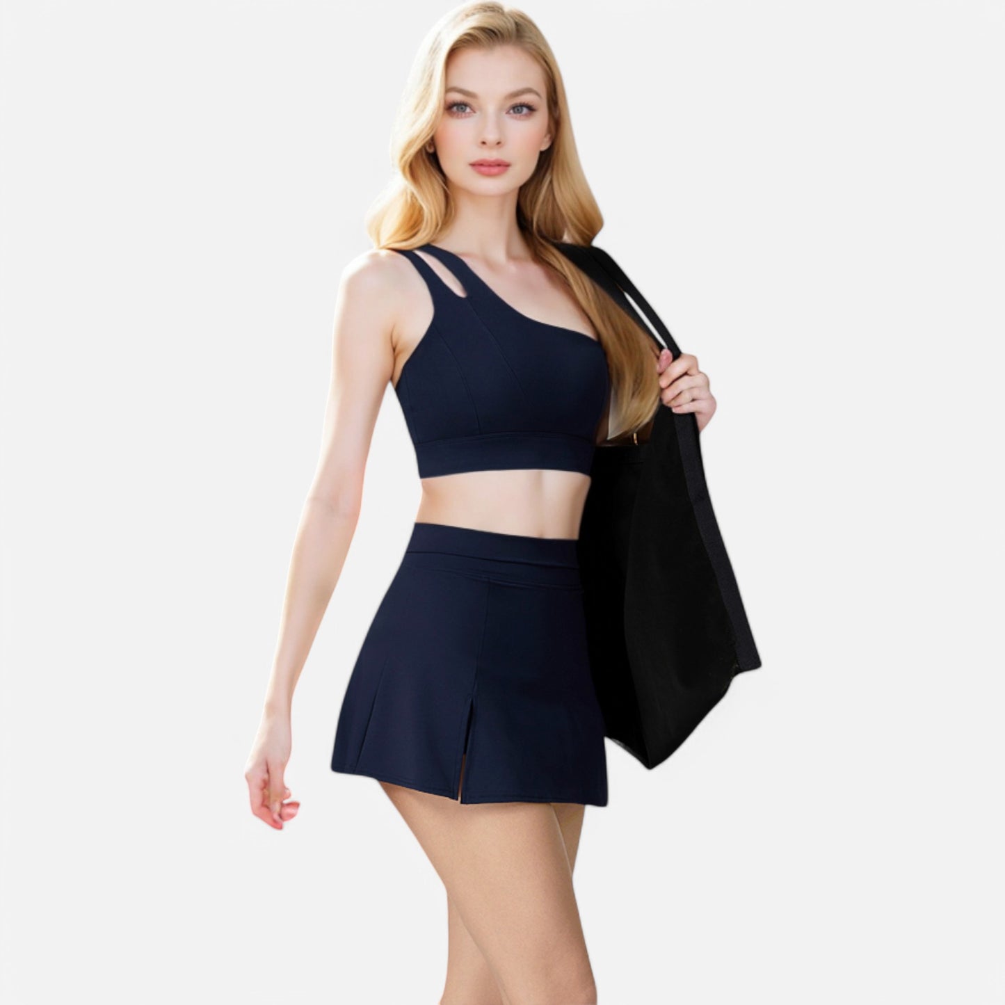Anna-Kaci Women's High Waist Athletic Skort with Side Slit and Inner Shorts
