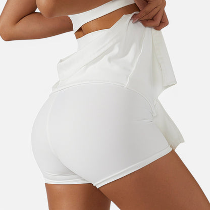 Anna-Kaci Women's High Waist Athletic Skort with Side Slit and Inner Shorts