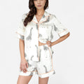 Anna-Kaci Lounge Women's Giraffe Print Pajama Set with Short Sleeve Button-Down Top and Matching Elastic Waist Shorts
