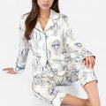 Anna-Kaci Lounge Women's Hot Air Balloon Print Pajama Set with Long Sleeve Button-Down Top and Cropped Pants