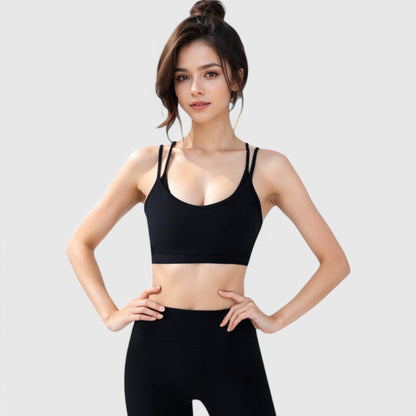 Anna-Kaci Active Women's Double Strap Scoop Neck Sports Bra