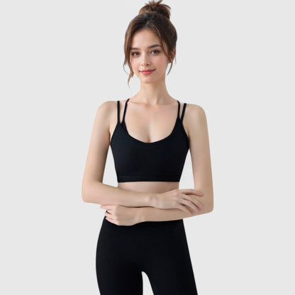 Anna-Kaci Active Women's Double Strap Scoop Neck Sports Bra