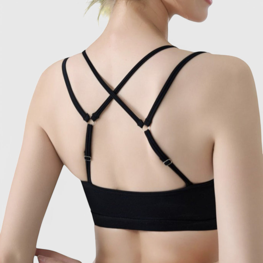 Anna-Kaci Active Women's Double Strap Scoop Neck Sports Bra