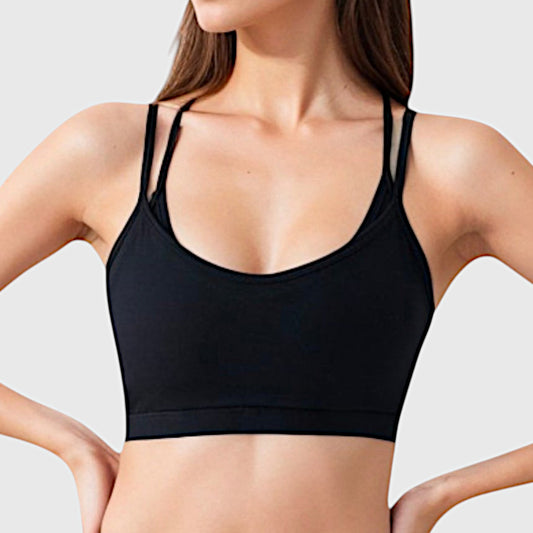 Anna-Kaci Active Women's Double Strap Scoop Neck Sports Bra