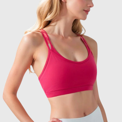 Anna-Kaci Active Women's Double Strap Scoop Neck Sports Bra
