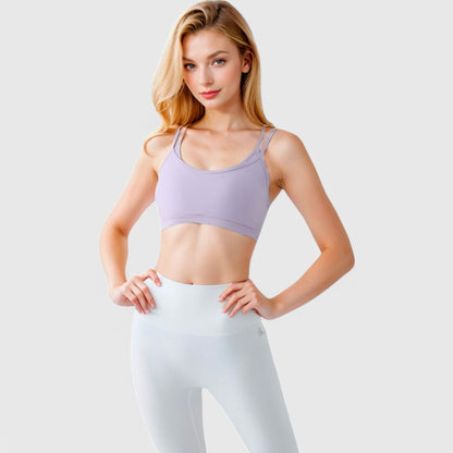 Anna-Kaci Active Women's Double Strap Scoop Neck Sports Bra